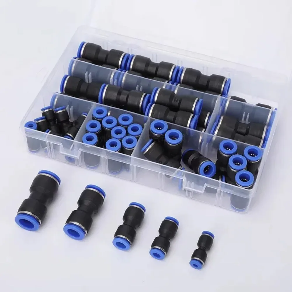 50 PCS Pneumatic Quick Push Connectors Set for Industrial Use Tube Hose 4/6/8/10/12 Air Pneumatic Parts Connector Accessories