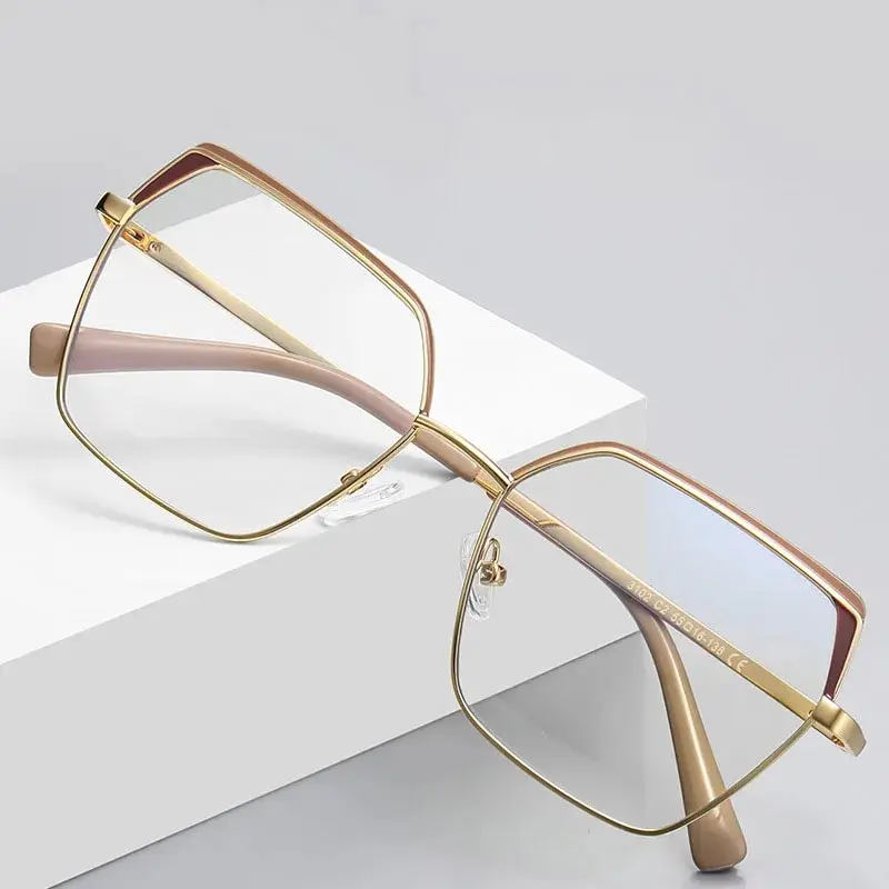 New Personality Anti-blue Light Glasses Square Frame Metal Ins Style Women's Flat Frame