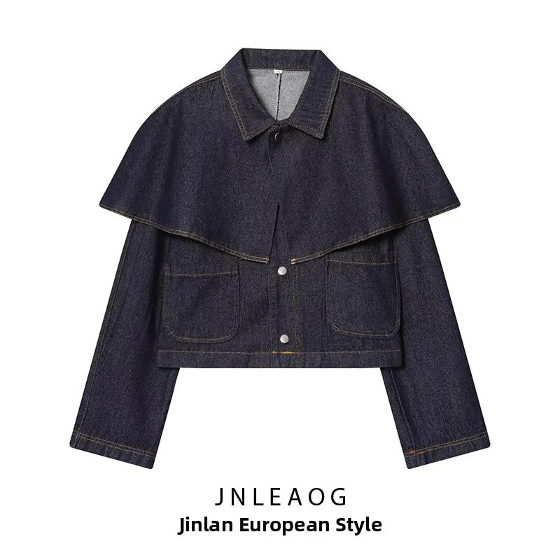 

JNLEAOG Women's Faionable Cowl Ne Denim Top Autumn New Sle Casual Versatile Design Long Sve Polyester ort Coat