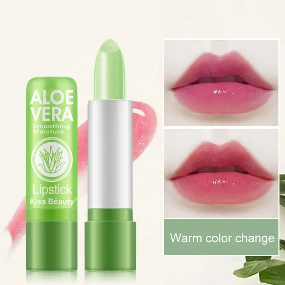 1/2Pcs Spring Aloe Vera Moisturizing Lipstick Long Lasting Nouritious Lip Balm Temperature Changing Color Lipgloss Lip Makeup