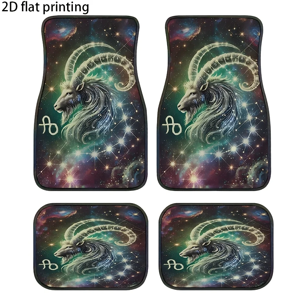 4pcs Car Floor Mats, Scorpio Constellation Symbol Pattern, Polyester Fiber Material, Universal Car Floor Mats, Car Decoration Ad