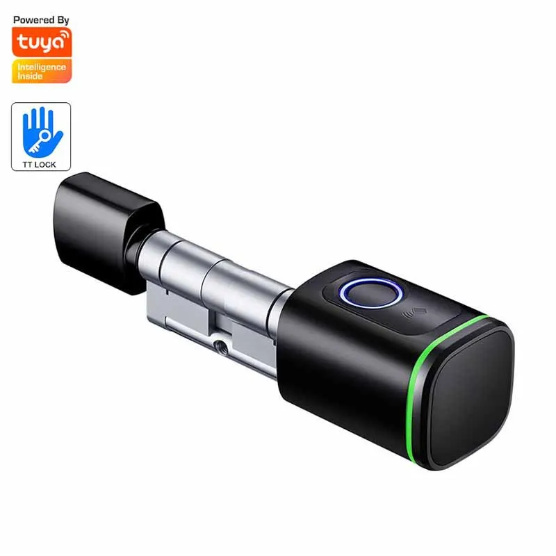 

EU Standard Indoor Door Smart Fingerprint Lock Tuya WiFi Bluetooth Card Key Emergency Cylinder Electronic Lock