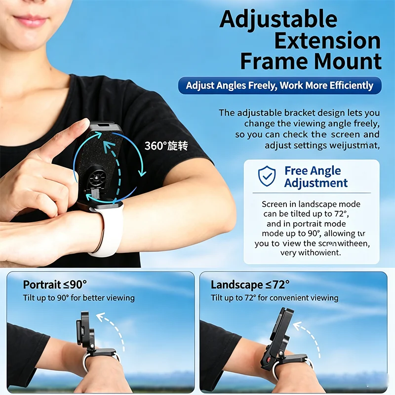 For Insta360 Luna Ultra Camera Remote Screen Wrist Strap Mount Bracket Adjustable Silicone Wristband Multi-Functional Frame Kit