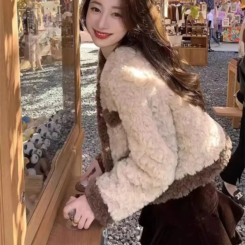 Lamb Plush Jacket for Women in Spring Autumn and Winter 2024 New Popular Items Small Stature Fragrant Style Short fur Thickened