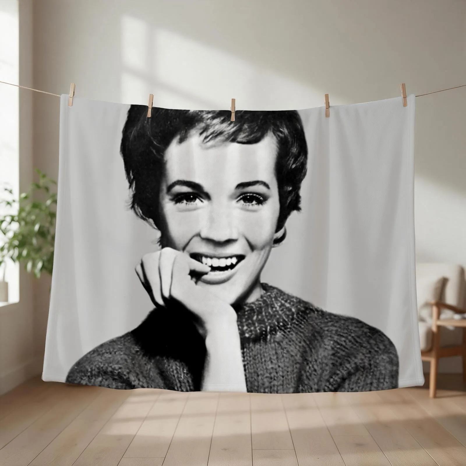Julie Andrews V Throw Blanket couch cozy soft plush fuzzy picnic outdoor blanket