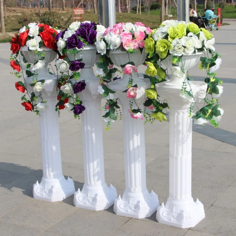 Fashion Wedding Props Decorative Roman Columns White Plastic Pillars Flower Pot Road Lead Stand Party Event