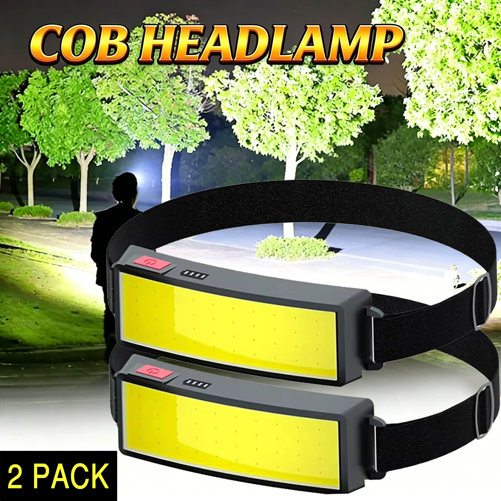 COB Portable LED Headlights Outdoor Headlight Built in Batte