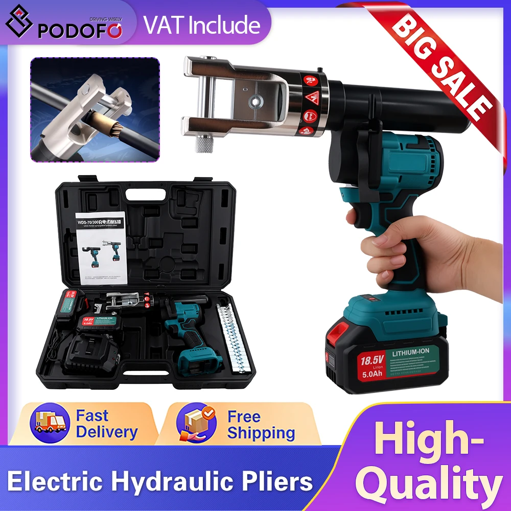Podofo – outil de sertissage hydraulique, pince à sertir les câbles électriques, 380nm, convient aux matrices de 10 à 300 mm², avec batterie, pour électricien