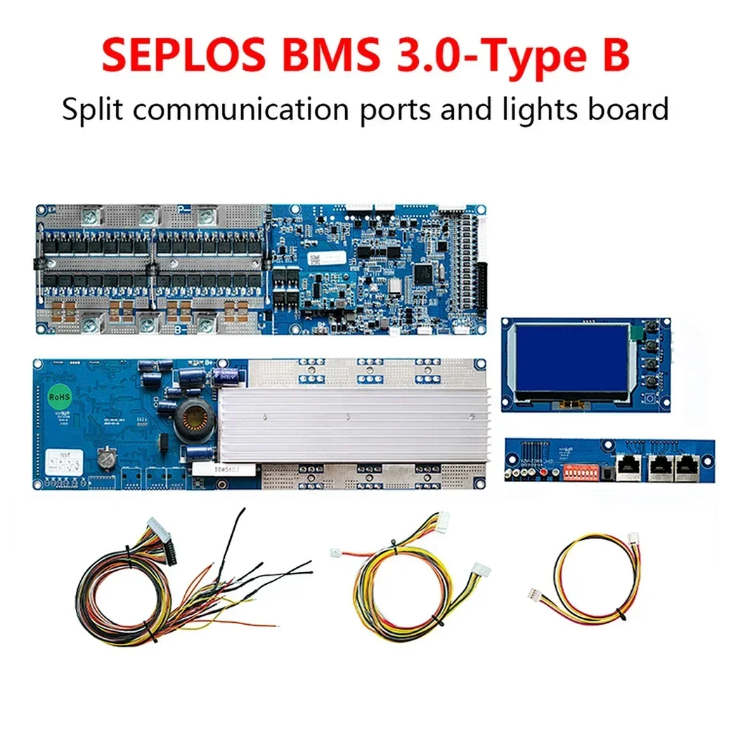 Seplos 3.0 Version Smart BMS 100A/150A/200A 24V/48V 13S 14S 8S 15S 16S LFP With Bluetooth LCD Screen BMS Li-Ion LiFePO4 Battery