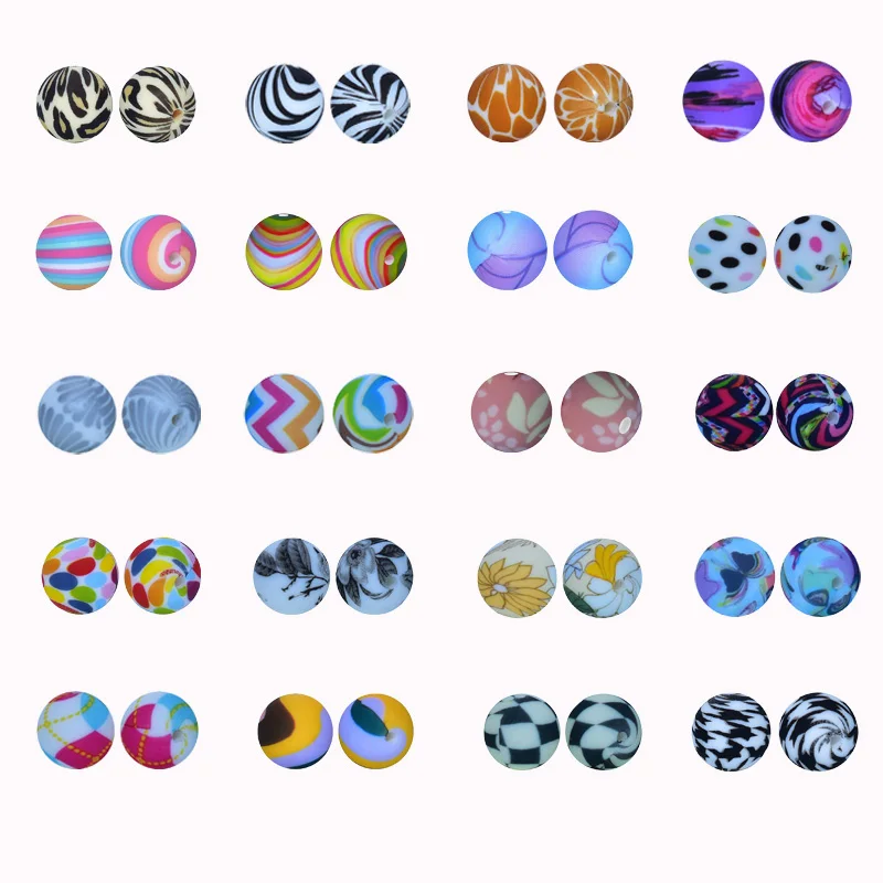 

50pcs 15mm Asahi Seashell Pattern Food Grade Silicone Beads DIY Making Bracelet Key Ring Keychain Accessories