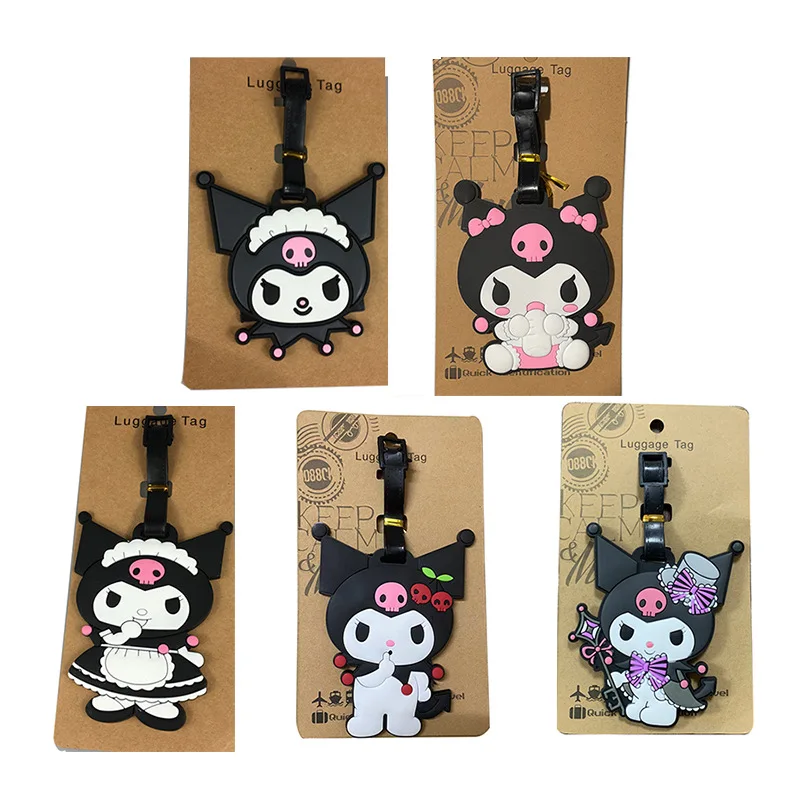 Sanrio Kuromi Luggage Tag My Melody Kawaii Anime Cute Travel Boarding Box Bag Identification Plate Luggage Recognition Card Gift