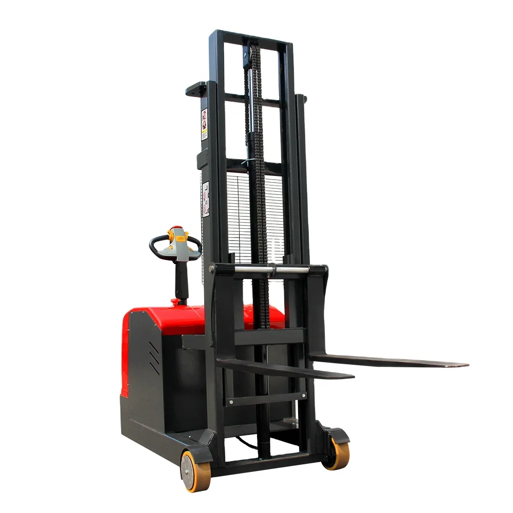 

Electric stacker 1.2T 1.5T 1.600m 2m 2500mm 3000mm 3500mm Full self loading electric pallet jack stacker lift height forklift