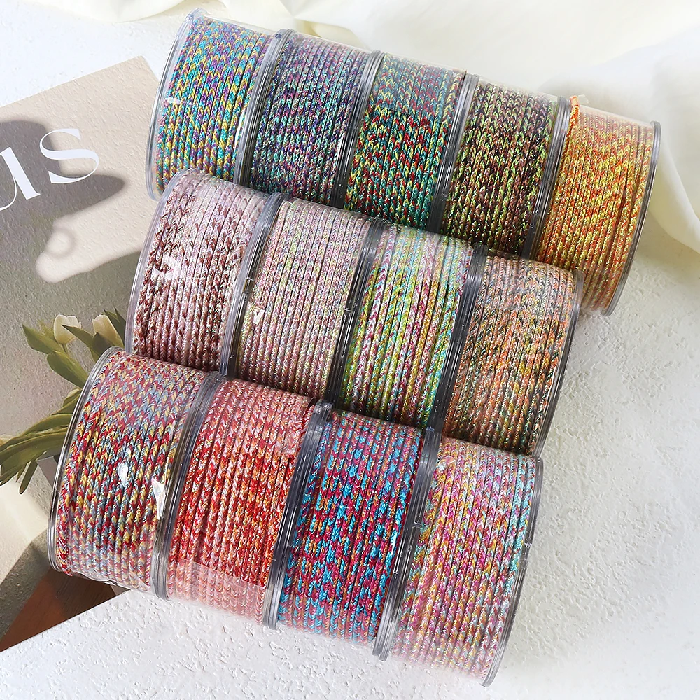 1 Roll About 2mm Polyester Colorful Thread for DIY Bead Stringing Necklace Bracelet Crafts Jewelry