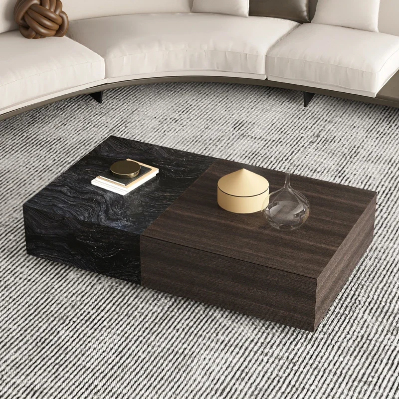 

Italian minimalist rock slab coffee table marble light luxury living room home designer square table combination