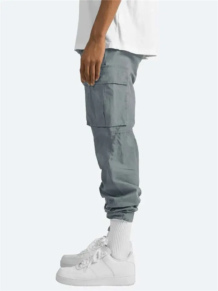 

2024 Summer Cargo Pants Oversized 5XL Slacks Unisex Drawstring Overalls Side Pockets Plus Size Khaki Gray Trousers