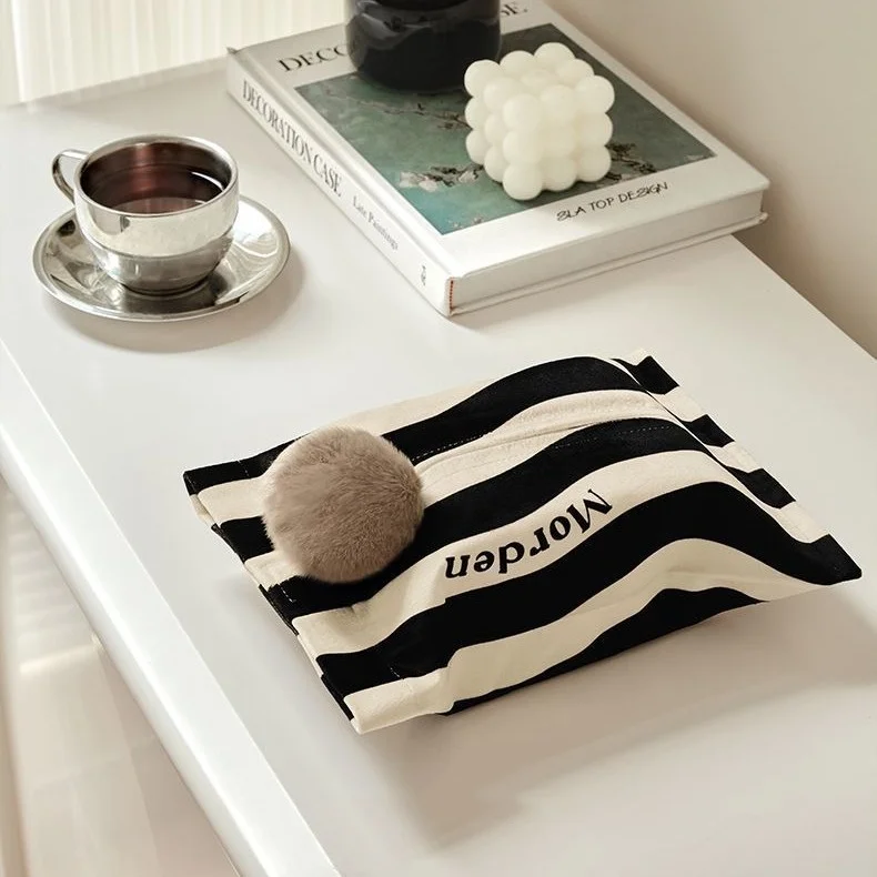 1PC Simple Tissue Cover High-End Storage Bag Cream Tissue Box Light Luxury Napkin Box Dining Room Decoration Drawstring Paper