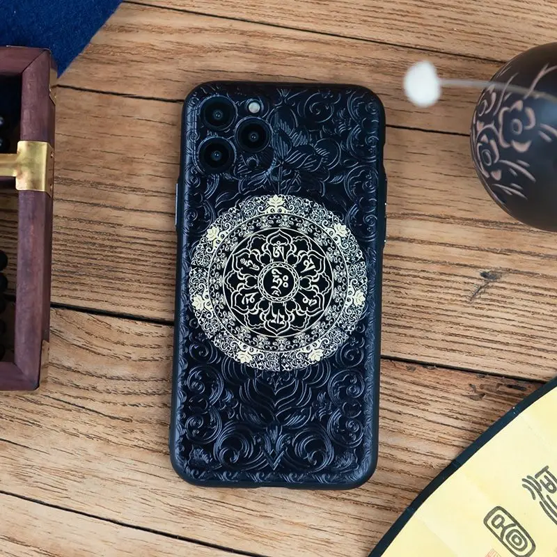 Чехол для телефона Iphone 13 Apple 12 Pro Max 11 мягкий Xs китайский стиль Xr Zen девиз из шести слов Китай-шикарный мужской