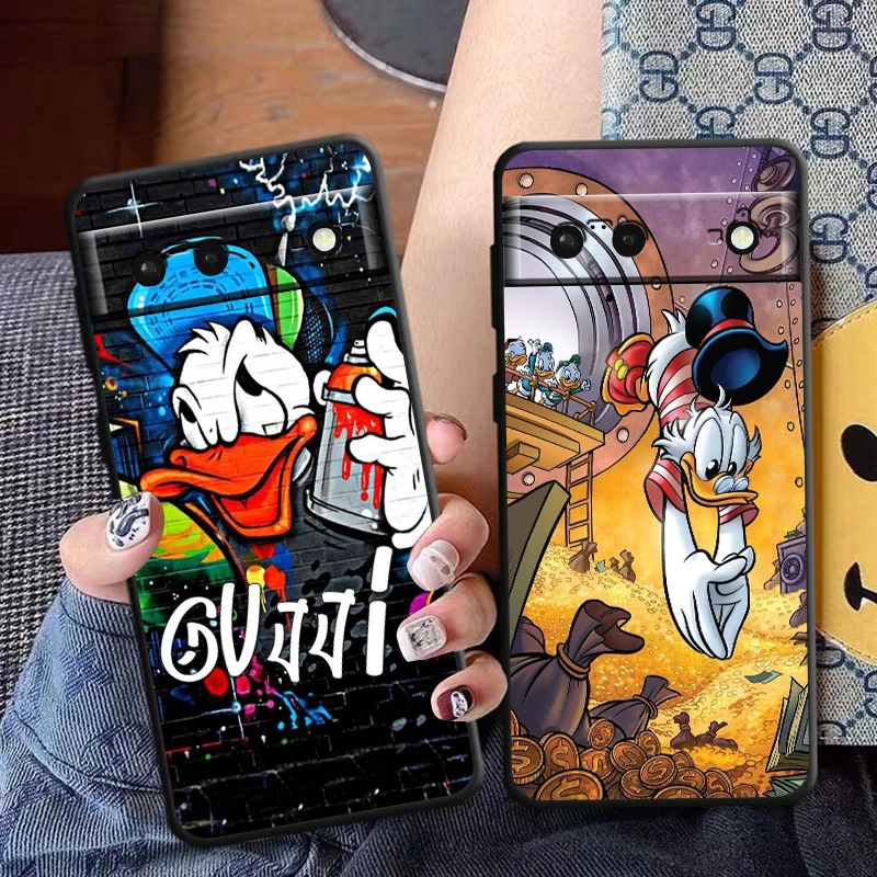 Disney Donald Duck Daisy Phone Case For Google Pixel 9 8 7 Pro 6 Pro 6A 5A 5 4 4A XL 5G Black Soft Fundas Cover