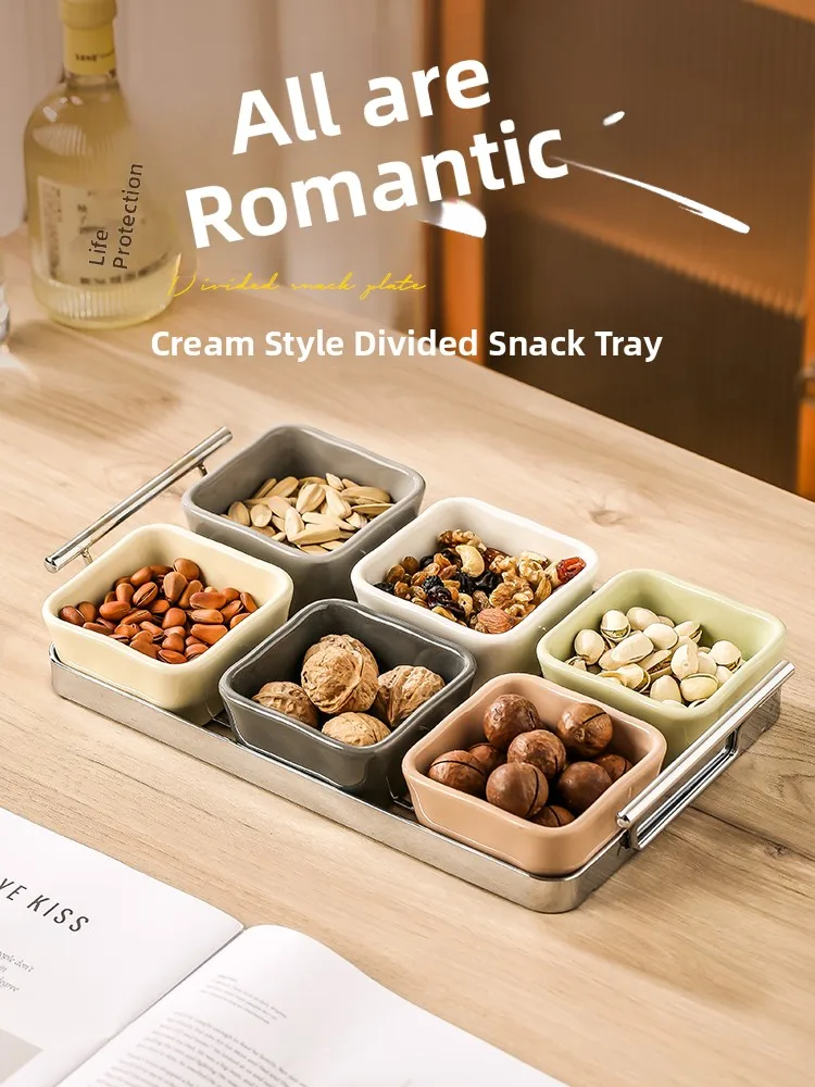 Plato de Cerámica Hecho a Mano para Frutas Secas, Estilo Mr. Snail Cream, para Postres, Bares, Té, Uso Comercial y Doméstico, Pequeño