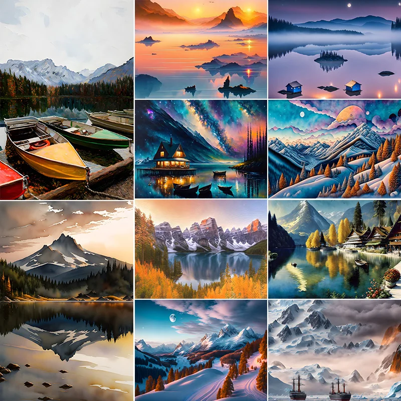 Modular Picture Hand-painted Painting By Numbers Acrylic Paint Adults Crafts Wall Art for Living Room Home Decor Forest Mountain