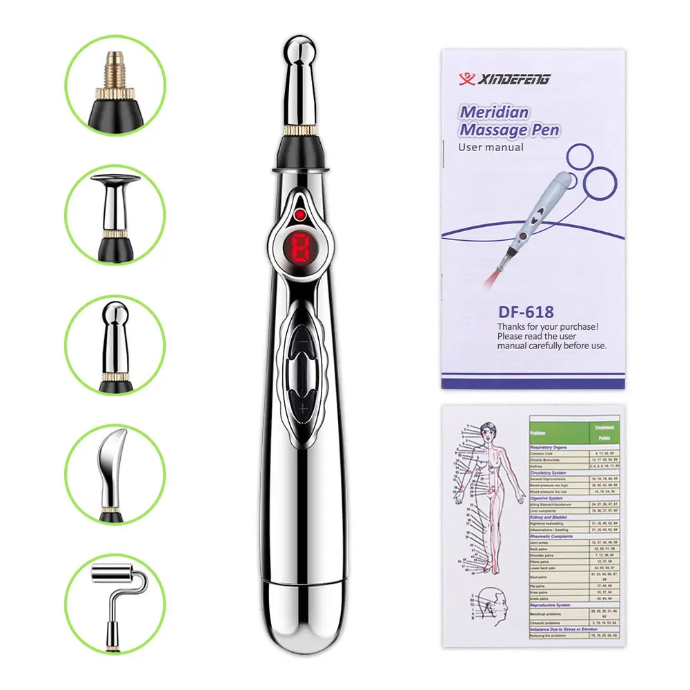 3/5 Heads Electronic Acupuncture Pen Electric Meridians Laser Therapy Heal Massage Pen Meridian Energy Pen Relief Pain Tools