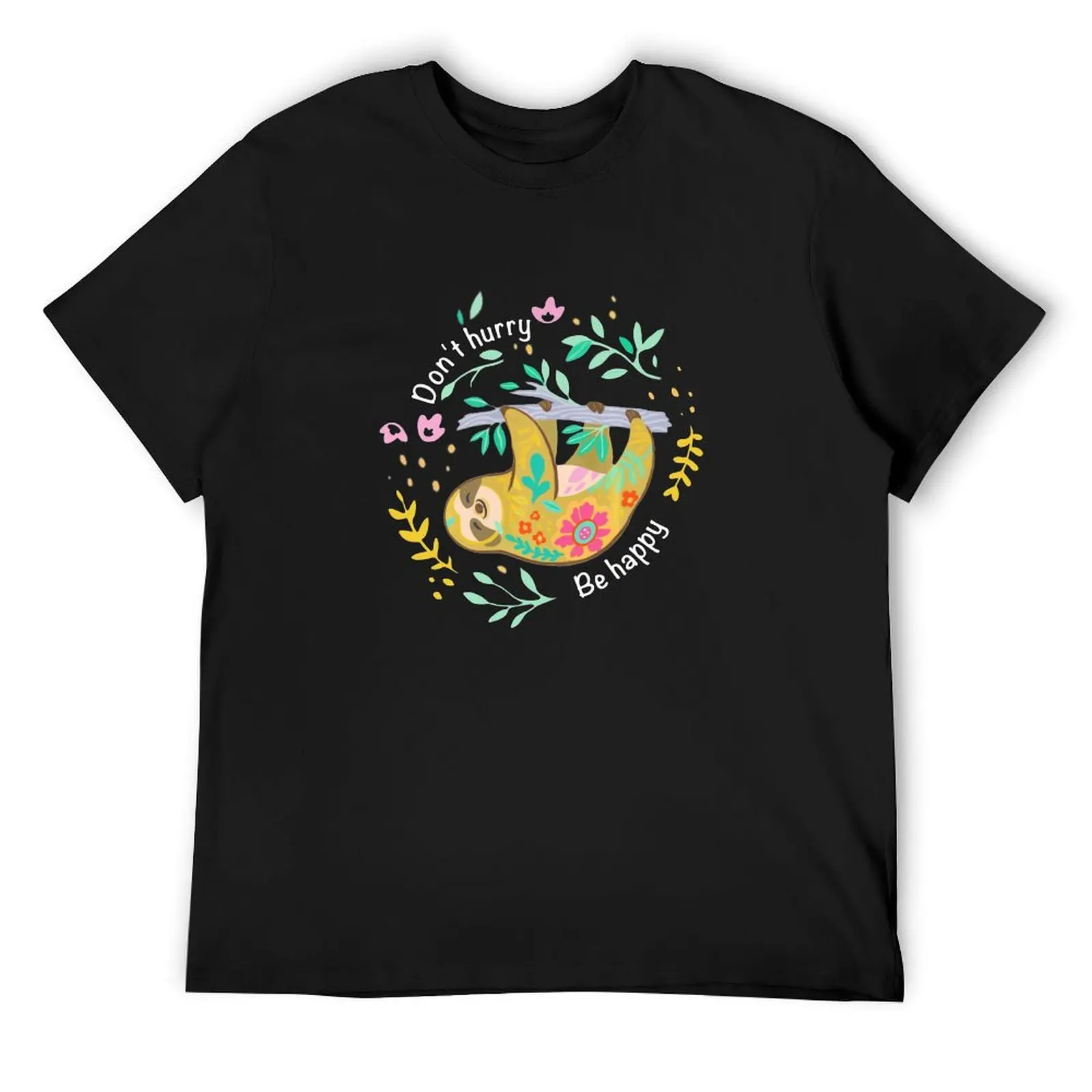 Не торопите быть счастливым. Забавная футболка с милым ленивым ленивом, забавная рубашка, хлопковые забавные костюмы, футболки, футболки с рисунком для мужчин