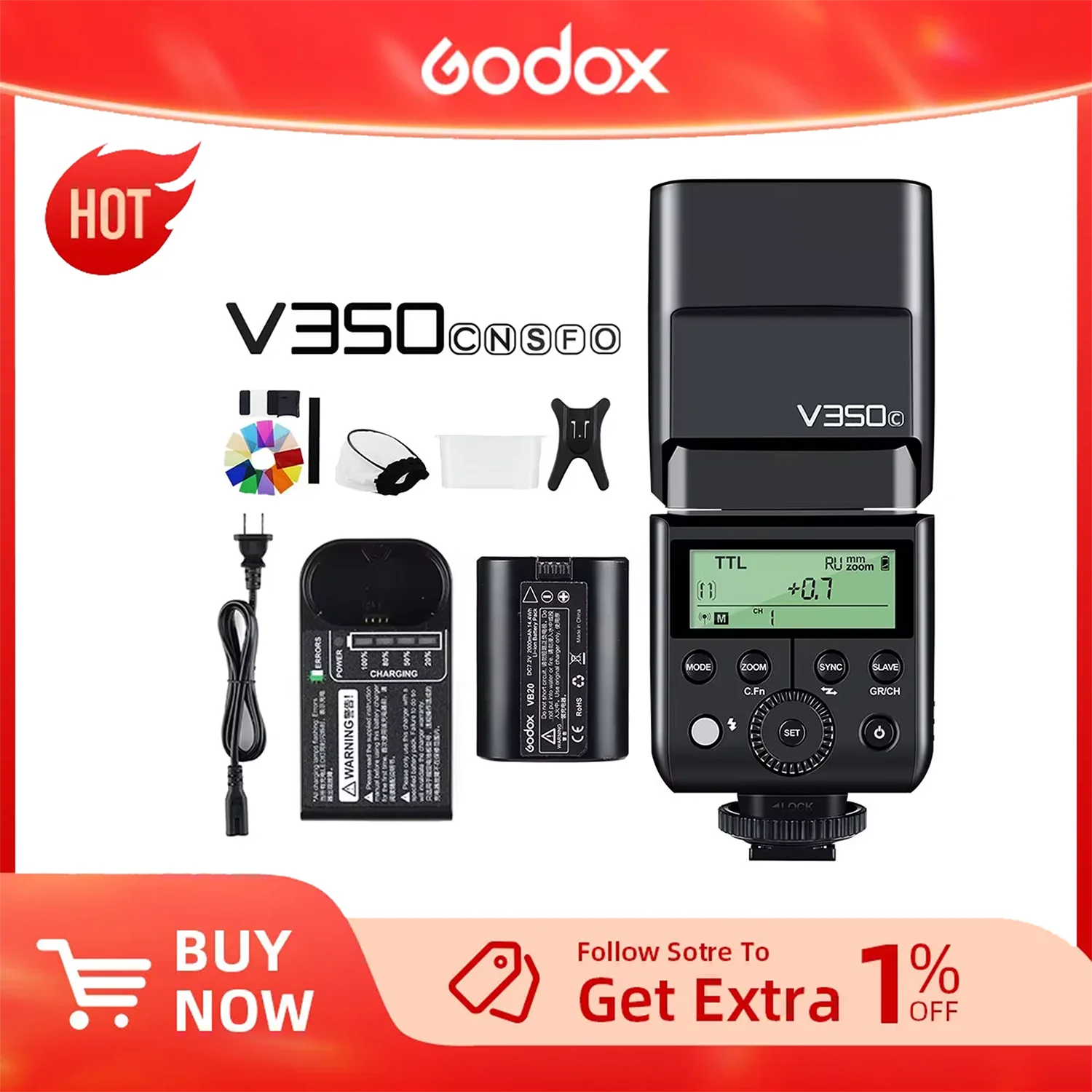 

Godox V350C V350N V350S V350F V350O TTL HSS Camera Speedlite Flash Built-in Lithium Battery for Canon Nikon Sony Fuji Olympus
