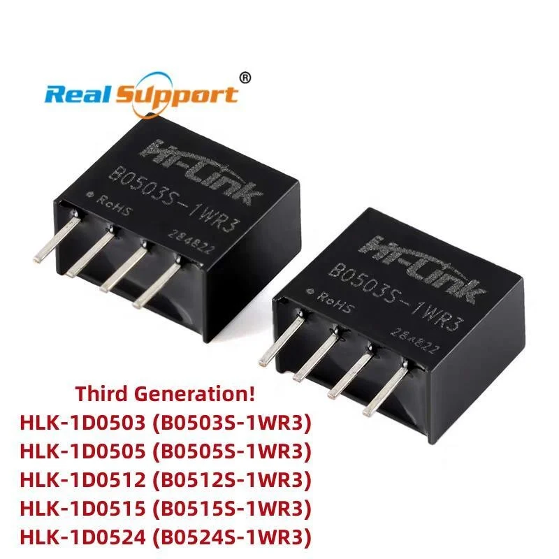 DC-DC Isolated Power Module 5V to 3.3V 5V 12V 15V 24V 303mA 200mA 83mA 67mA 42mA 1W HLK-1D0503 HLK-1D0505 1D0512 1D0515 1D0524