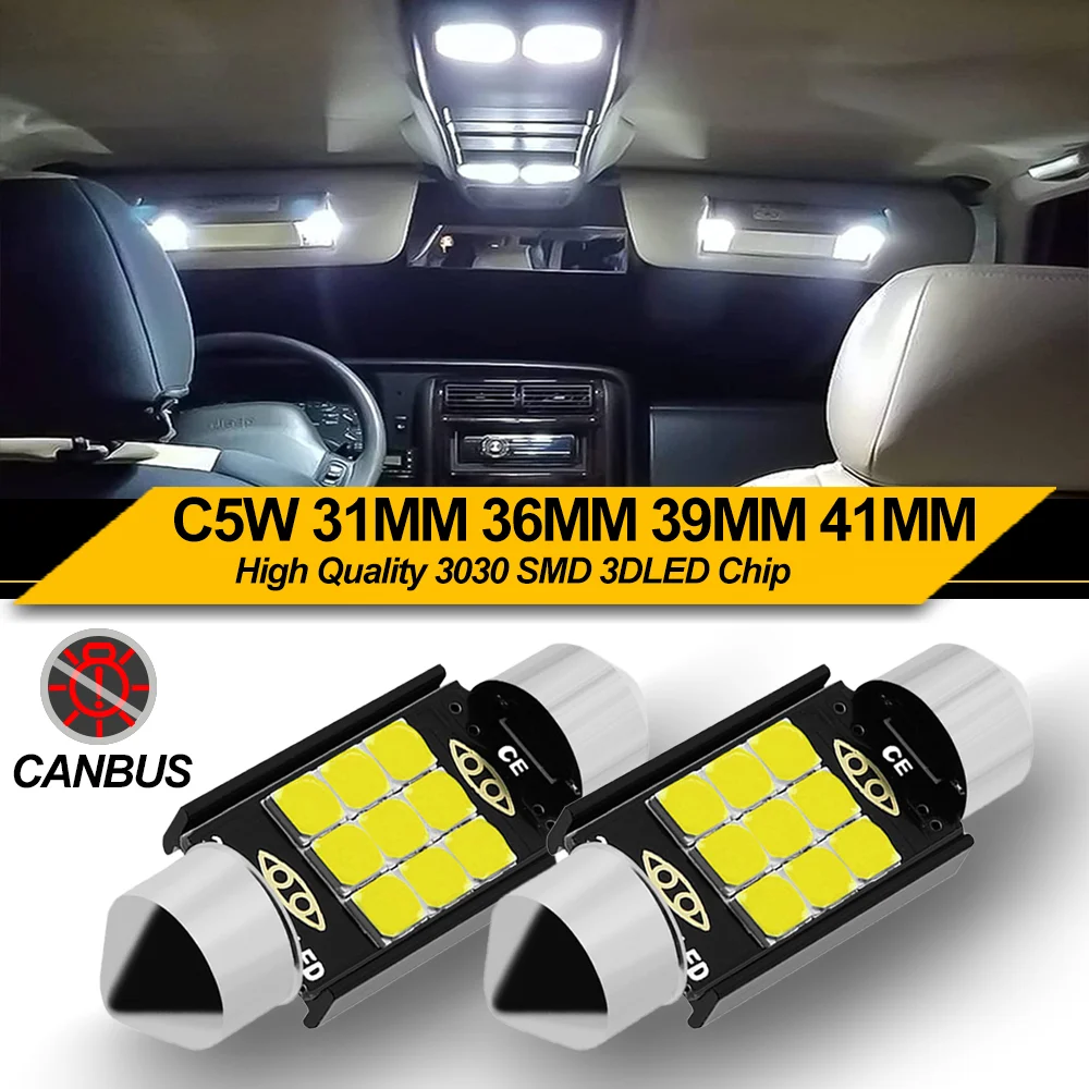 

Canbus Festoon 31mm 36mm 39mm 41mm Super Bright LED Bulb C5W C10W Car License Plate Light Auto Interior Reading Dome Lamp 12V