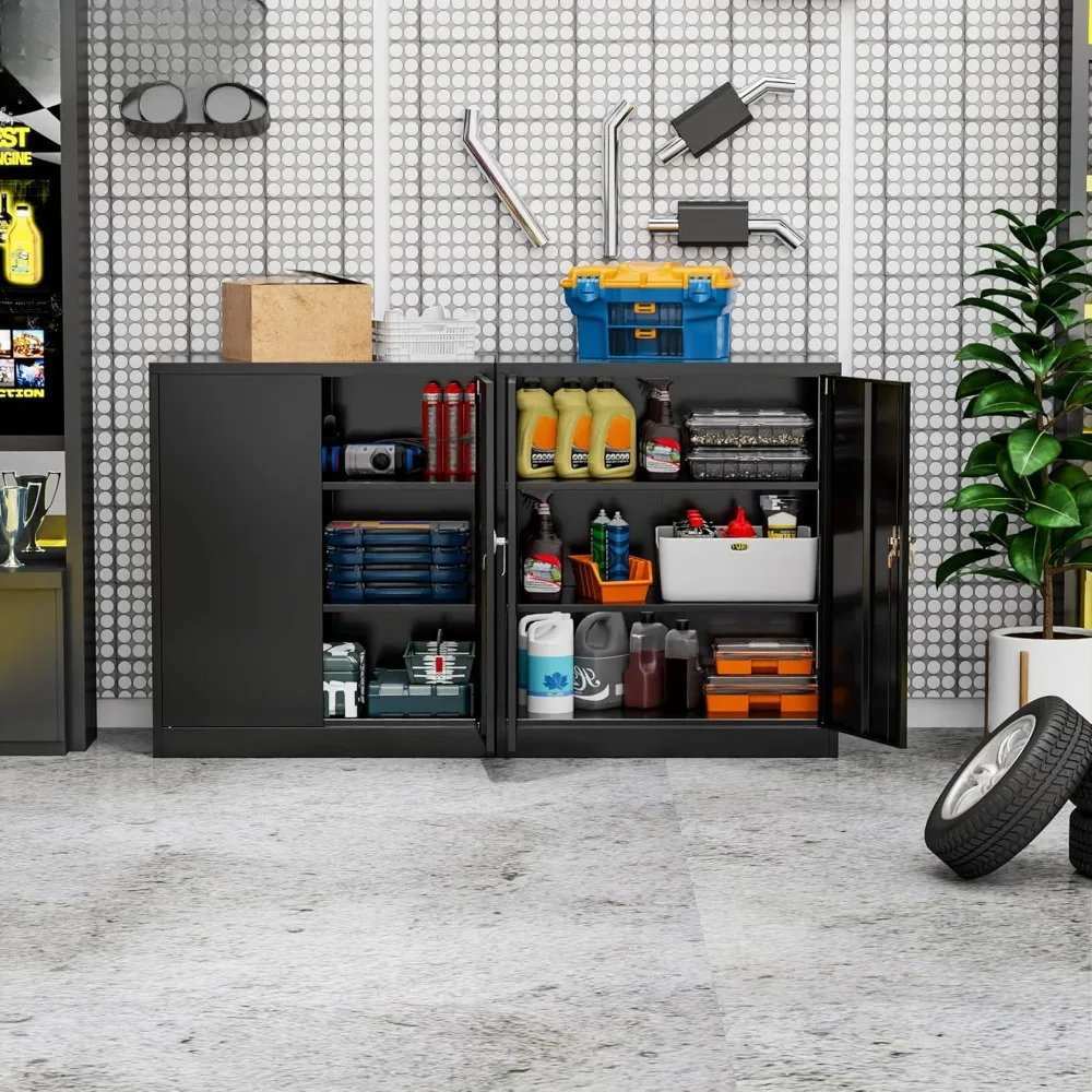 

Metal Storage Cabinets with Lock,2 Doors and 2 Adjustable Shelves - 35.4" Steel Lockable File Cabinet