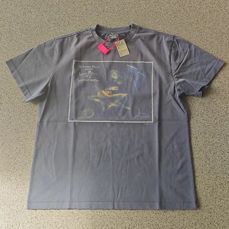 

25ss Saint Michael Oversized T-Shirt Men Women High Quality Pure Cotton Washed Blue Short Sleeves