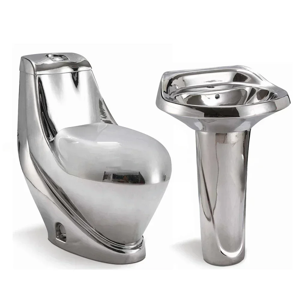 Hot selling Grace Colored Sanitary Ware Feet Bathroom Basin Sink Ceramic Foot Wash Basin Shiny Silver Color Pedestal Sink Bowl