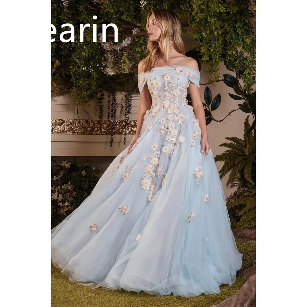 

Customized Formal Dress Dearin Off-the-shoulder A-line Floor Length Skirts Draped Applique Evening Prom Gown Saudi Arabia