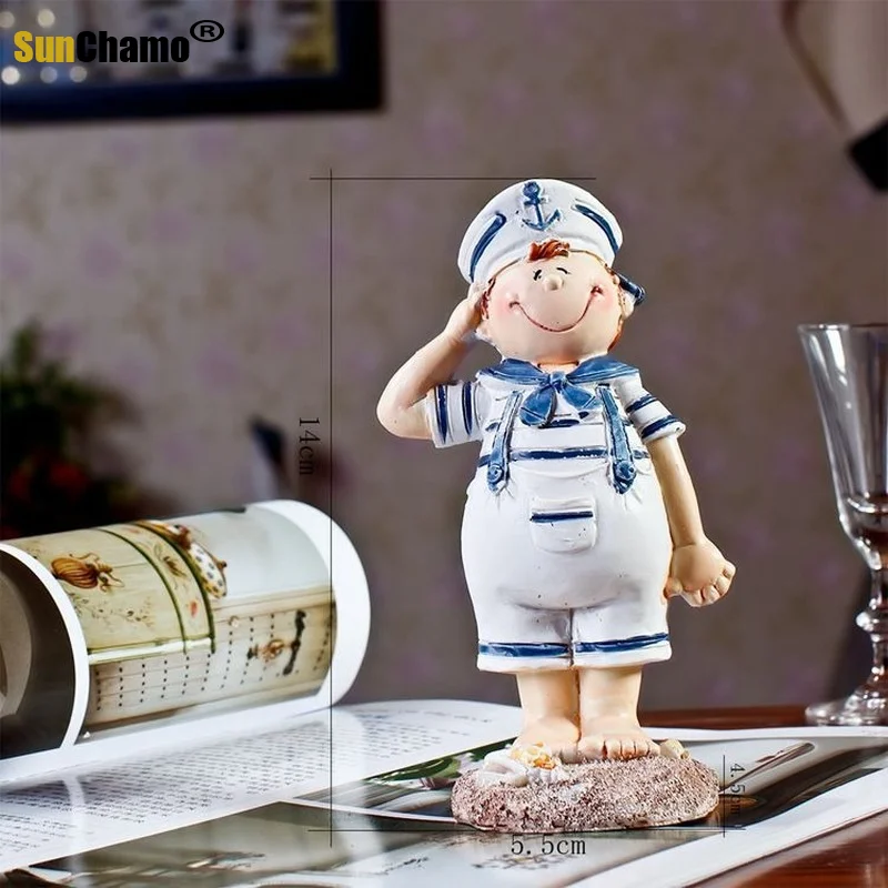 A Pair Mediterranean Style Dolls Sailor Boy Girl Figure Ornaments Crafts Home Decoration Accessories Wholesale MA12024A/B