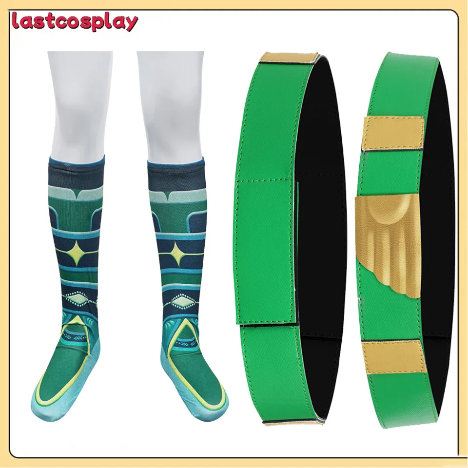 

Fantasia Movie Disguise Elio Cosplay Props Green Printed Socks Belt Halloween Carnival Party Belts Stockings Costume Accessories
