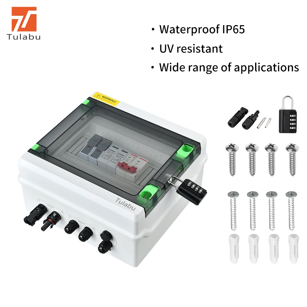 PV1/1 IP65 1/2/3/4-Strings Array 16A 500V-1000V DC Solar PV Combiner Box Power Distribution Equipment for Solar Systems