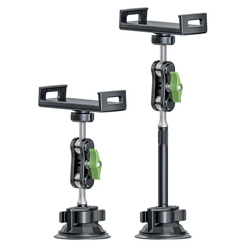 Aluminum Alloy Double Ball Head Arm 360° Rotation Adjustable Stand With Suction Cup Mount For 4-12.9 Inch Tablets Mobile Phones