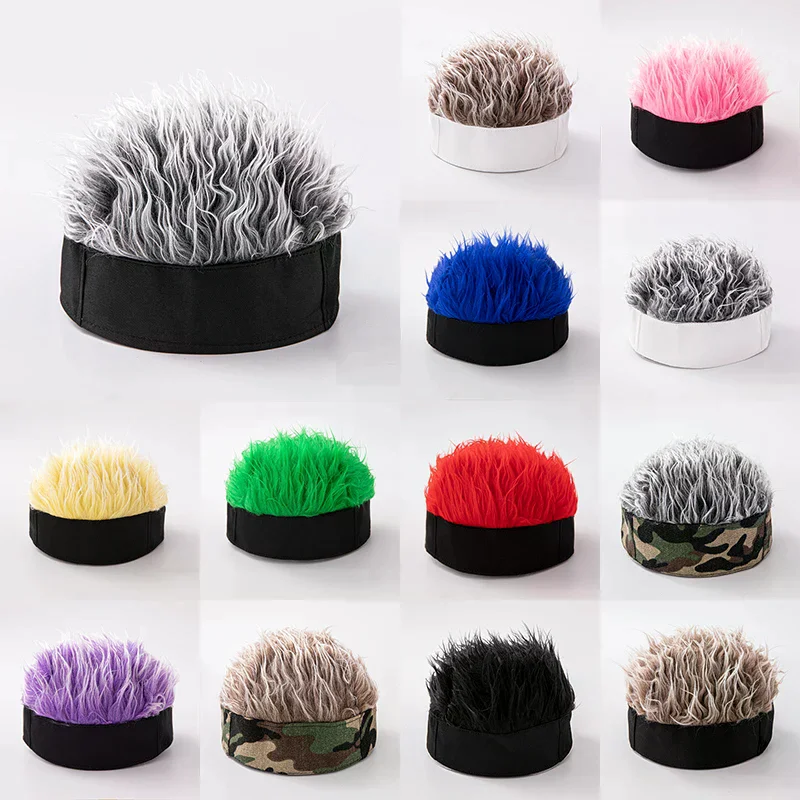 1Pc sombrero de camuflaje pelucas gorro peluquín mujeres hombres deportes al aire libre Rock Punk calle peluca sombrero de pelo falso