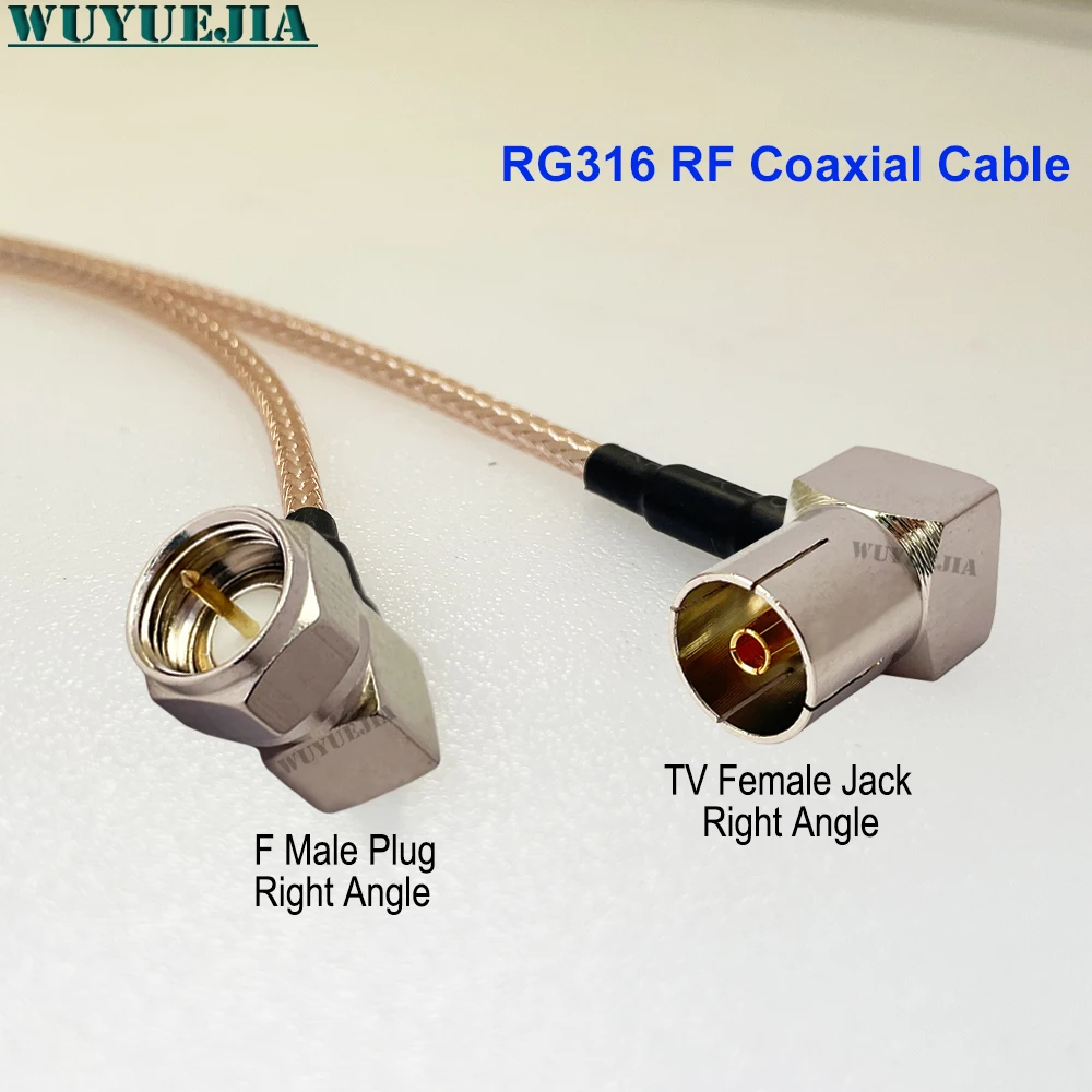

RG316 Cable F TV Type Connector 90 Degree F Male Plug to TV Male Plug Right Angle Pigtail Jumper RG-316 RF Coaxial Cable 0.1~10M
