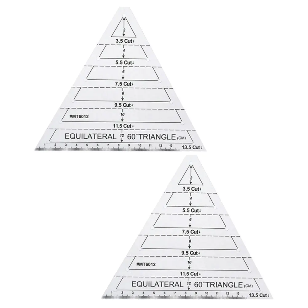 2Pcs Acrylic Patchwork Ruler Quilting Template with Measurement Lines for Sewing Crafts Easy to Use Creative Tool