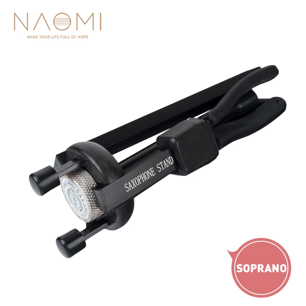 NAOMI Portable Folding Soprano Saxophone Bracket Tripod Standing Metal Leg Detachable Saxophone Foldable Design