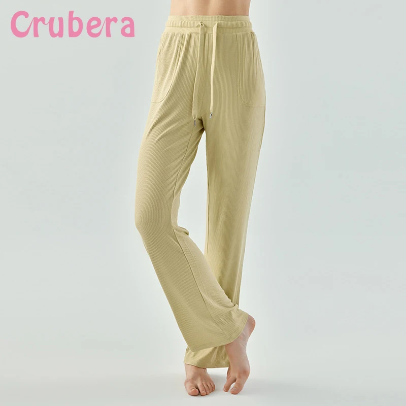 

Crubera Trendy Loose Drawstring Straight Leg Pants Women With a Slim And Slanted Pocket For Fashionable Fitness Sports Pants