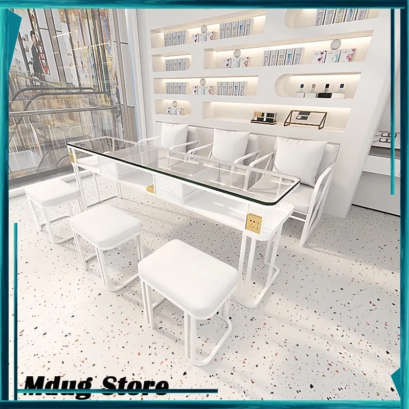 

Rechargeable Glass Nail Table Large Vacuum Cleaner Station Nail Table Designer Chair Mesas De Manicurista Equipment Furniture