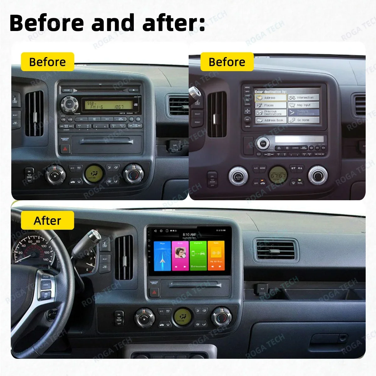 Radio samochodowe dla Honda Ridgeline 2006-2014 2 Din Android Stereo Odtwarzacz multimedialny Nawigacja GPS Carplay Jednostka główna Autoradio 4G