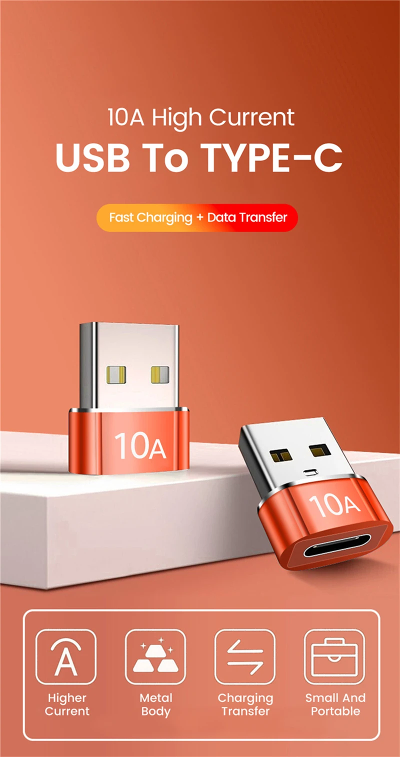 NNBILI 10A OTG USB3.0 To Type C Adapter TypeC Female to USB Male Converter Fast Charging Data Transfer For Laptop Xiaomi Samsung