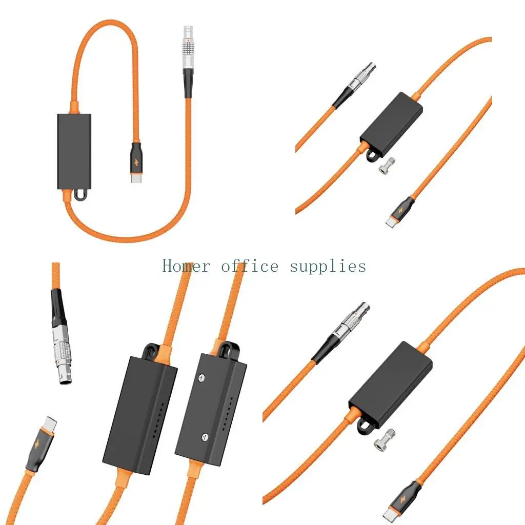 K43B Driverless 2Pin to USB C Cable Line with Power Delivery up to 65 W, Data Transfer Support, and Orange-and-Black