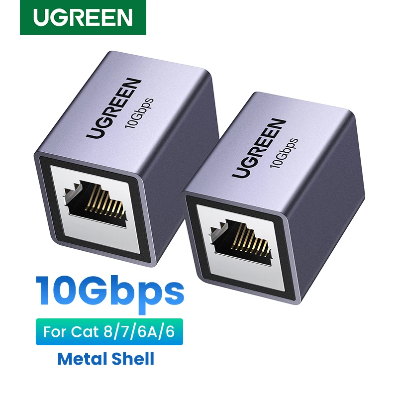 UGREEN-extensor de red RJ45, adaptador de Cable Ethernet de 10gbps para Cat8 Cat7 Cat6, Gigabit hembra a hembra