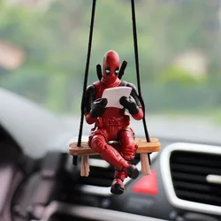 Cartoon Deadpool Car Rearview Mirror Pendant Read A Book SUCK IT Action Figure Car Pendant Interior Decor Accessories Model Toys