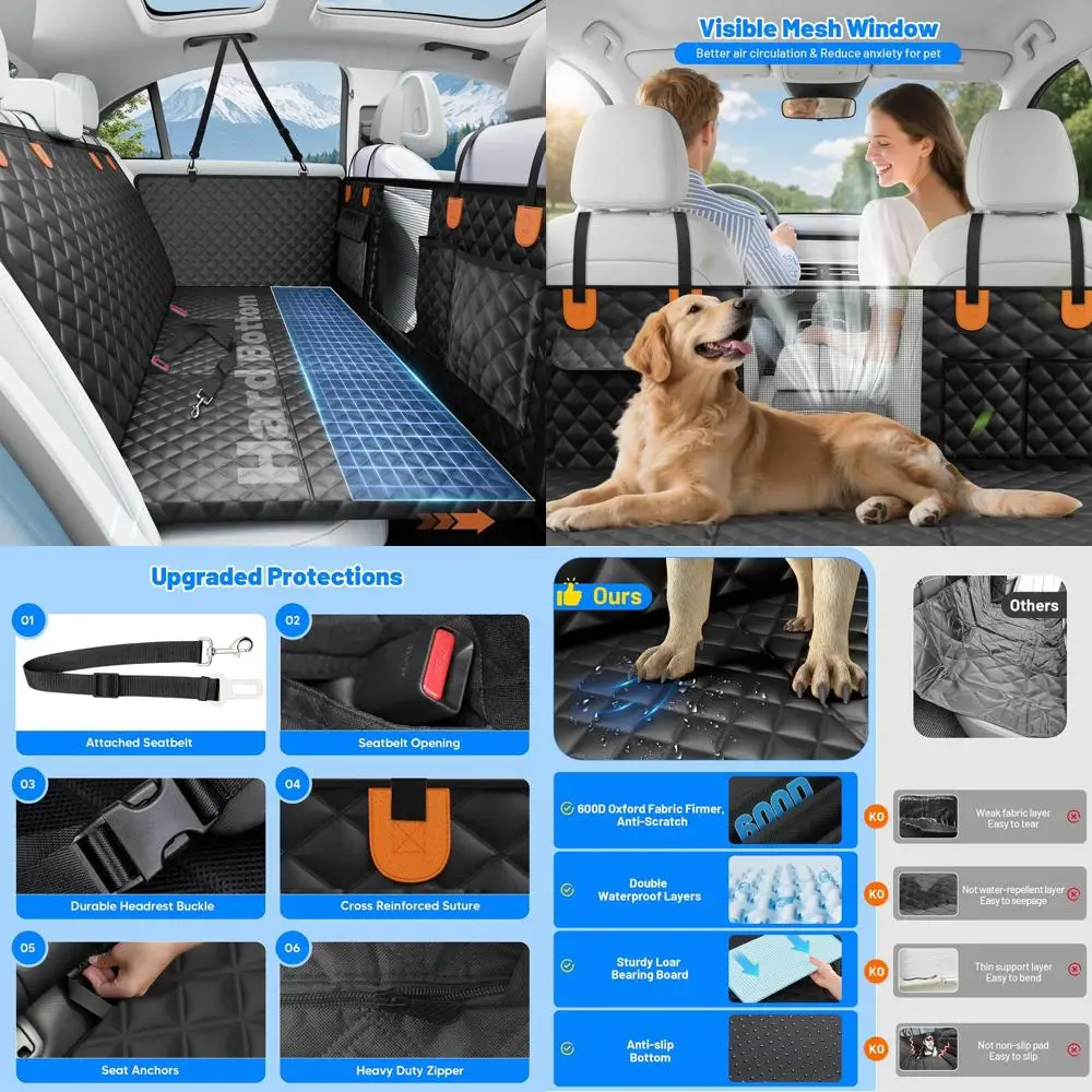 

Водонепроницаемый чехол для сиденья автомобиля для собак с гамаком и карманом для заднего сиденья, подходит для легковых автомобилей и внедорожников, выдерживает до 400 фунтов.