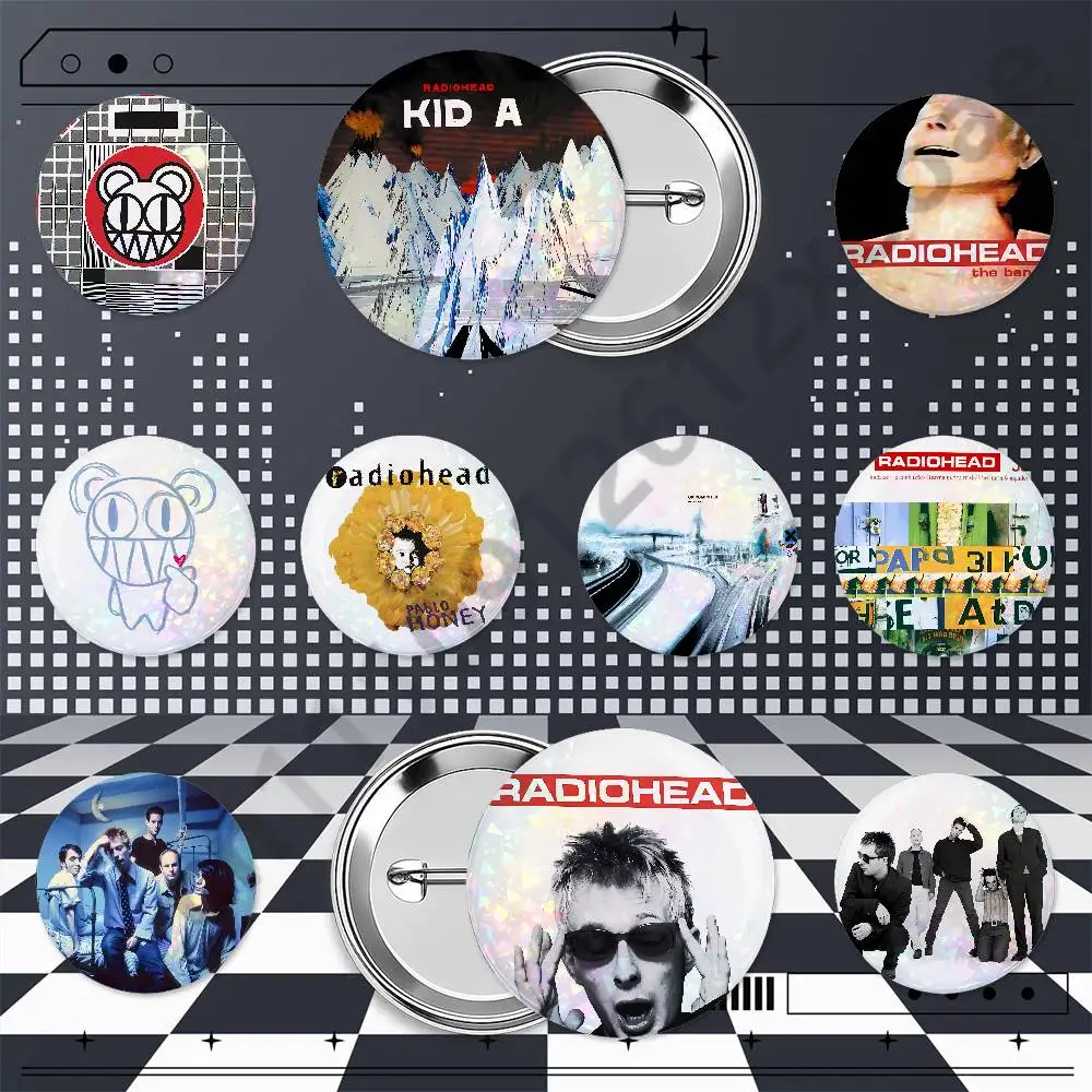 R-Radiohead Custom Round Metal Button Badge Pins 25/32/44/58/75mm for Clothes Bags Hats Backpacks